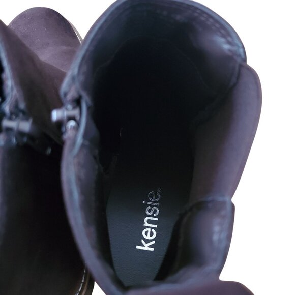 Kensie 9 Kayla B Chelsea Boots Faux Suede Zipper Ankle Bootie Chunky Shoe Brown - Picture 4 of 8